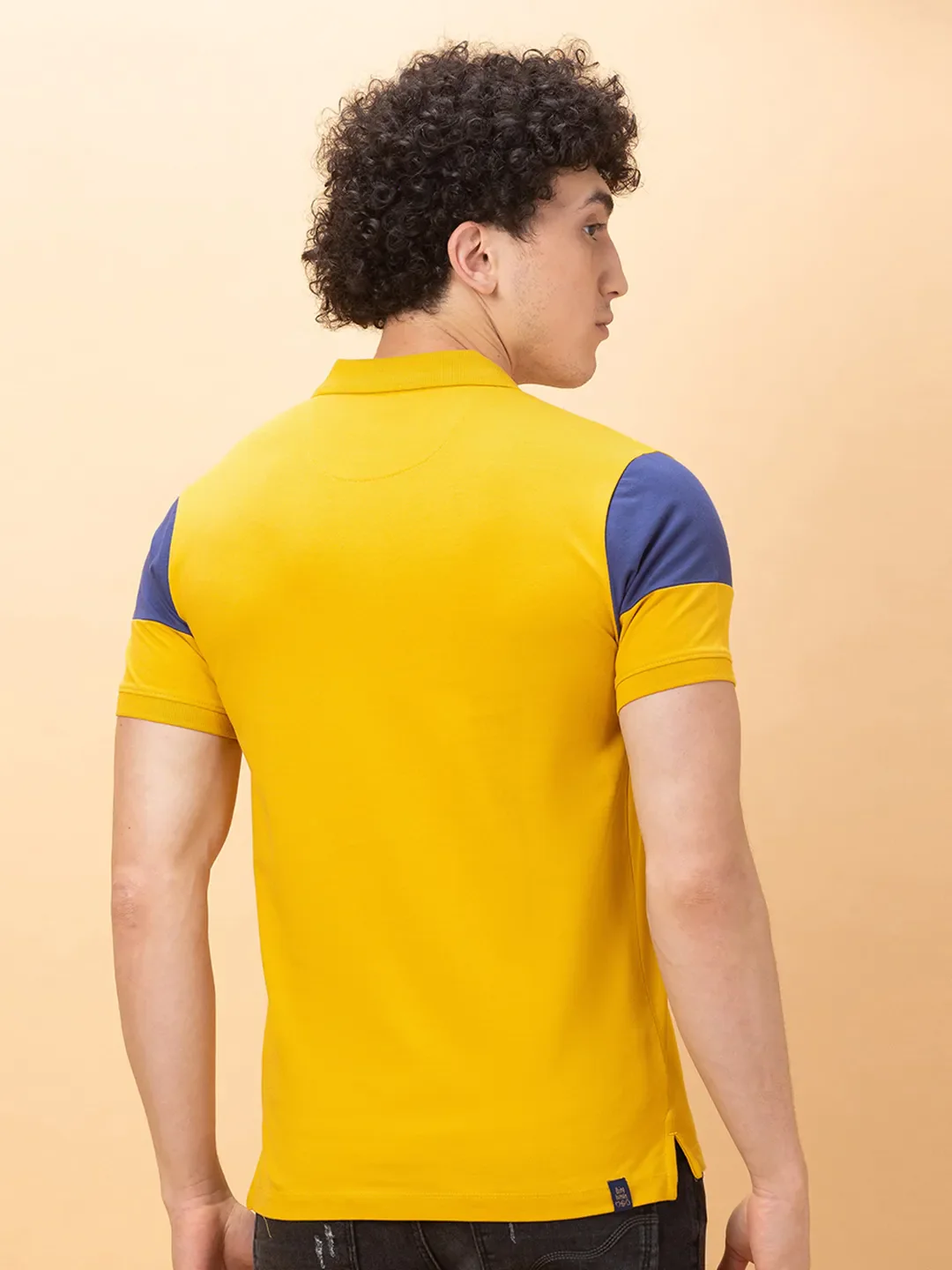 Yellow Regular Fit Men's Polo T-Shirt by Being Human Clothing - Image 3