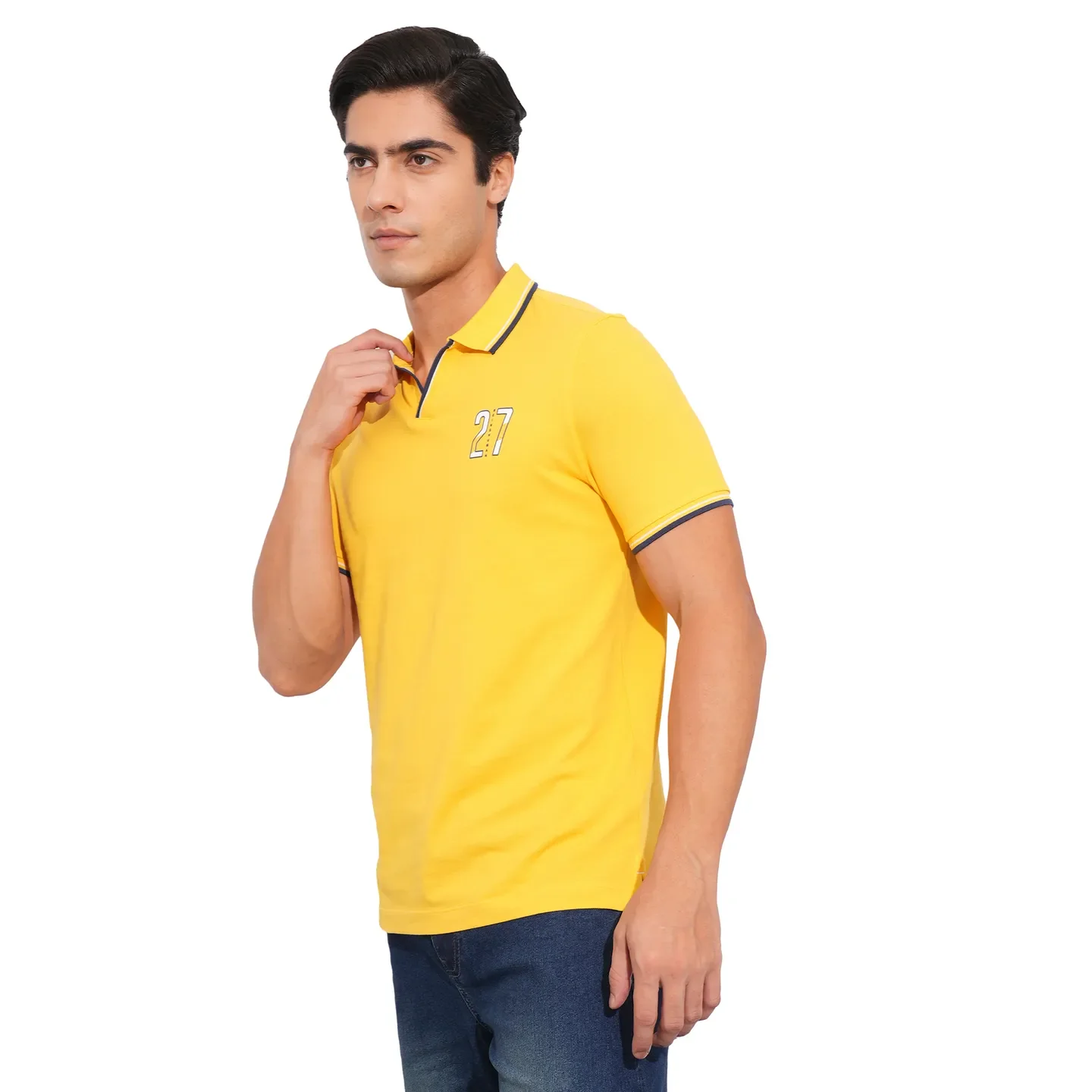 Mustard Regular Fit Men's Polo T-Shirt by Being Human Clothing - Image 2