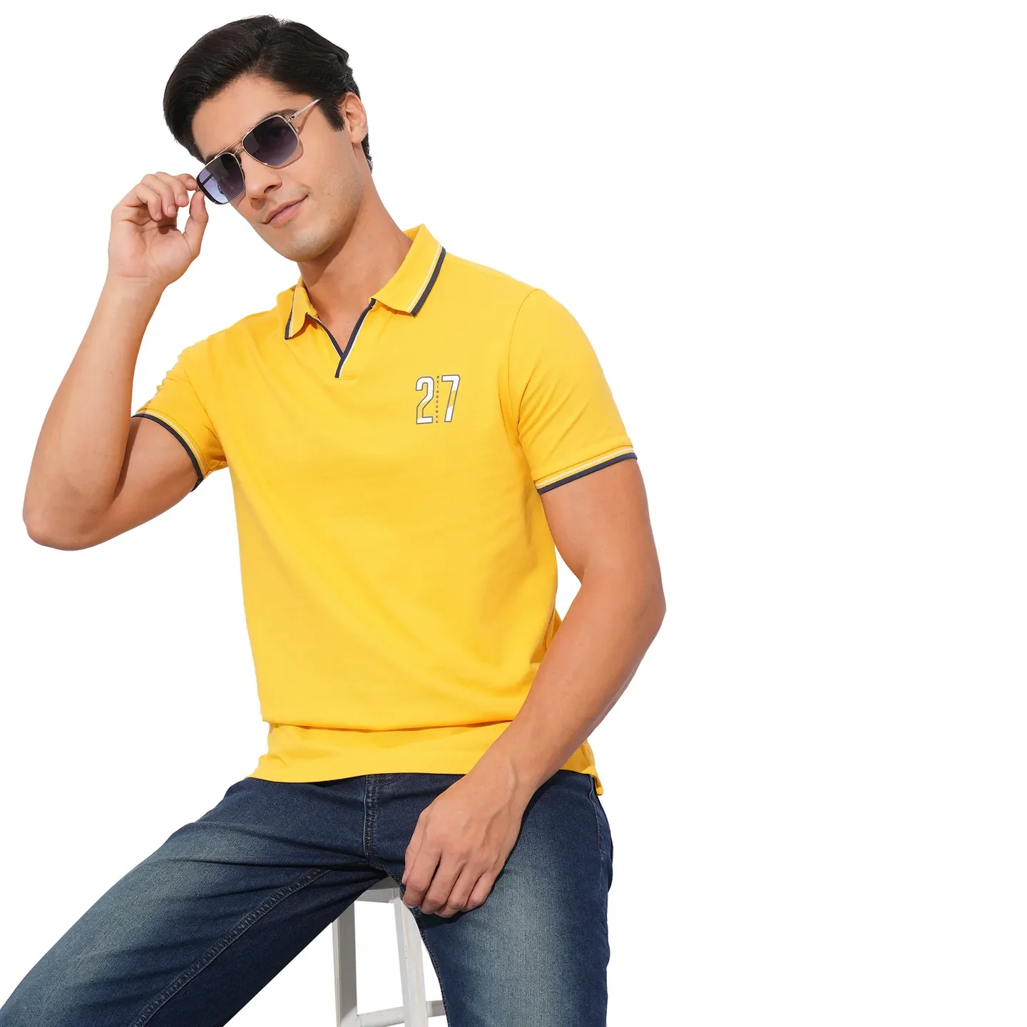 Mustard Regular Fit Men's Polo T-Shirt by Being Human Clothing - Image 6