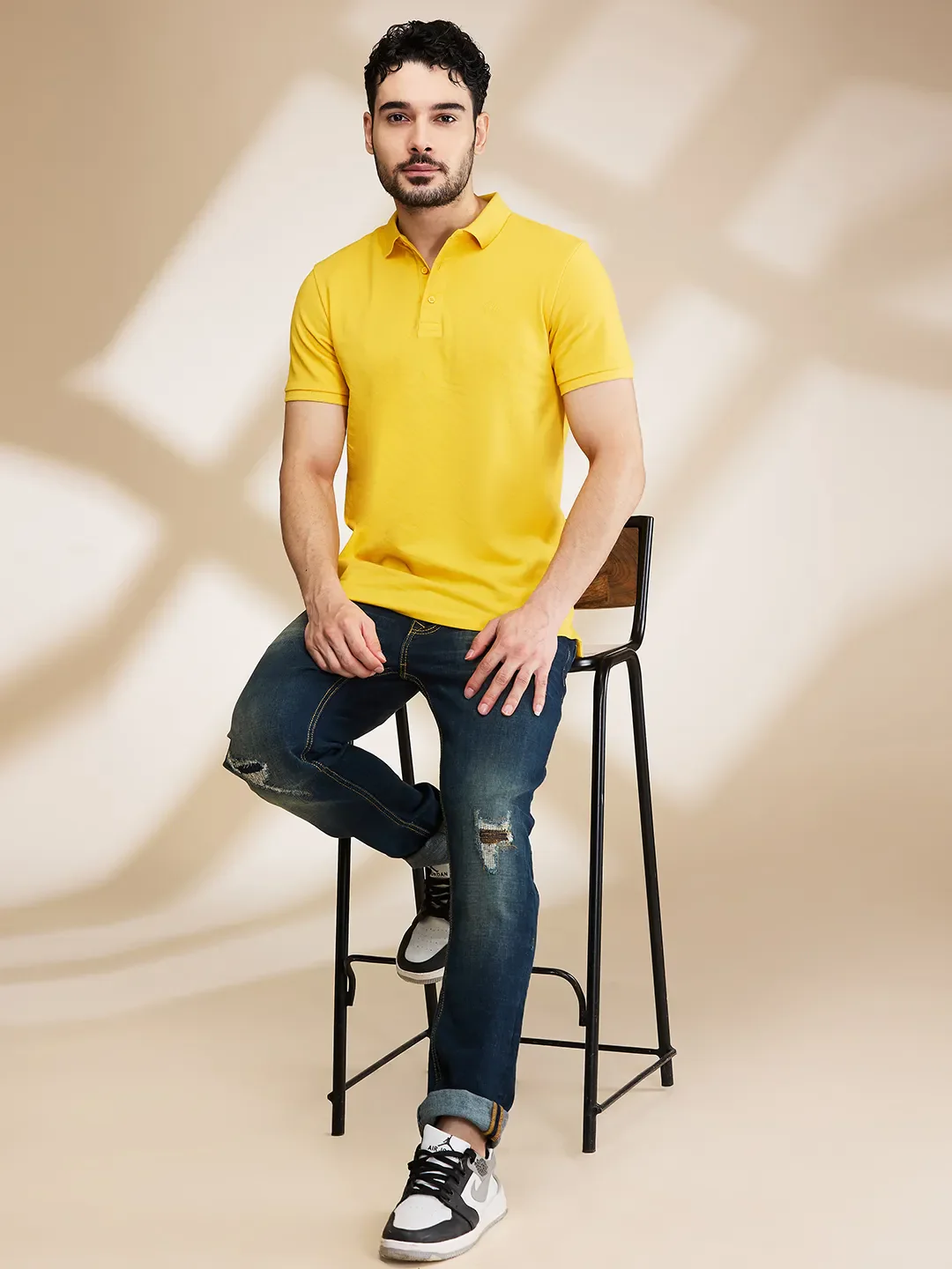 Mustard Regular Fit Men's Polo T-Shirt by Being Human Clothing - Image 6