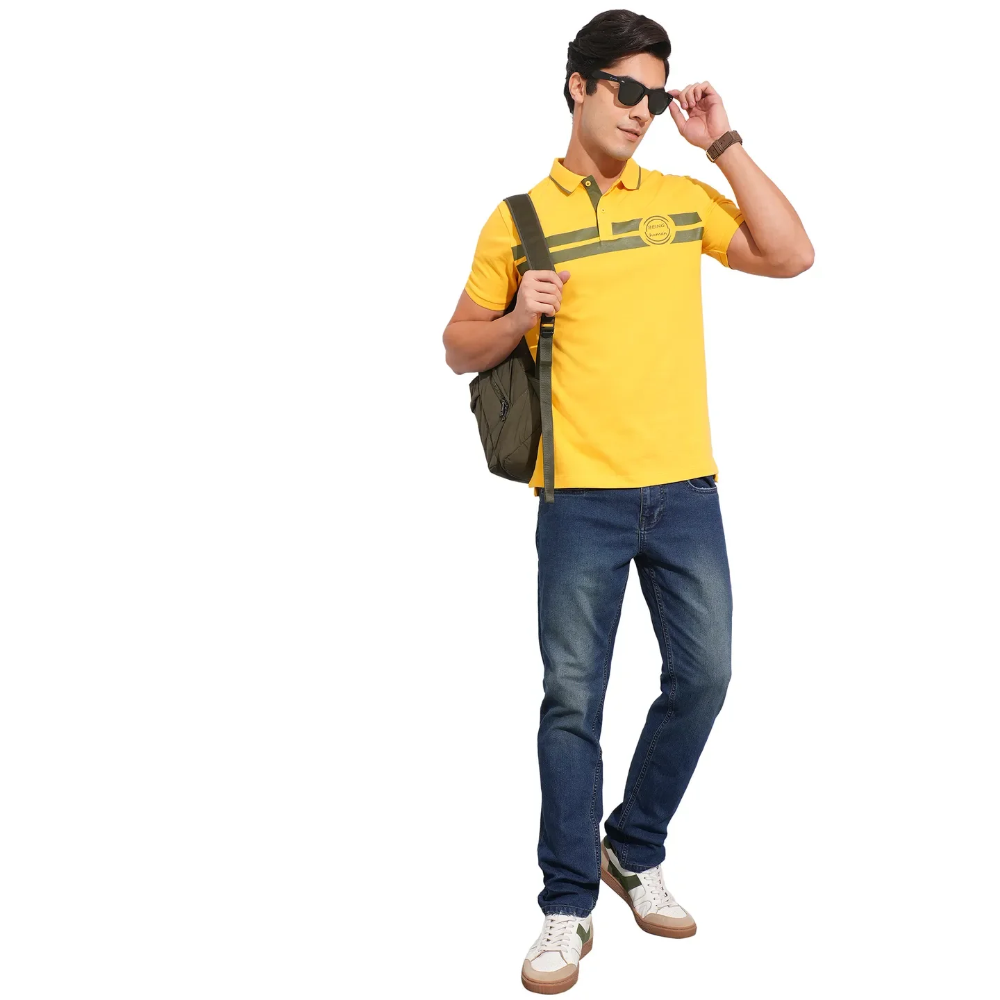 Mustard Regular Fit Men's Polo T-Shirt by Being Human Clothing - Image 4