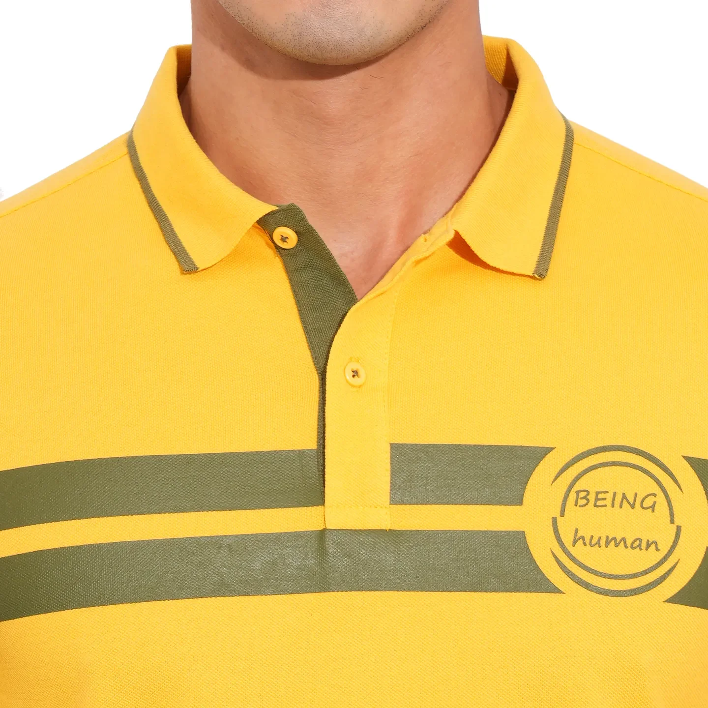Mustard Regular Fit Men's Polo T-Shirt by Being Human Clothing - Image 5
