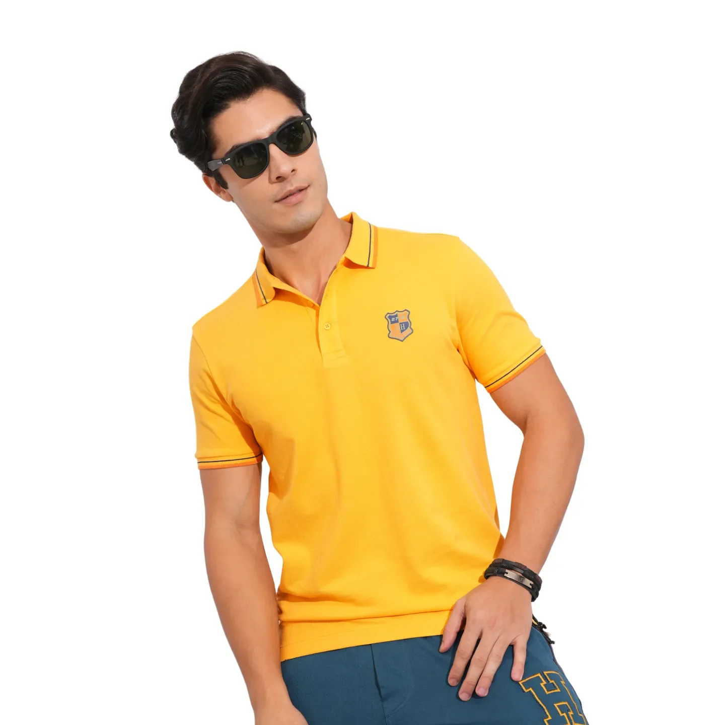 Mustard Regular Fit Men's Polo T-Shirt by Being Human Clothing - Image 6