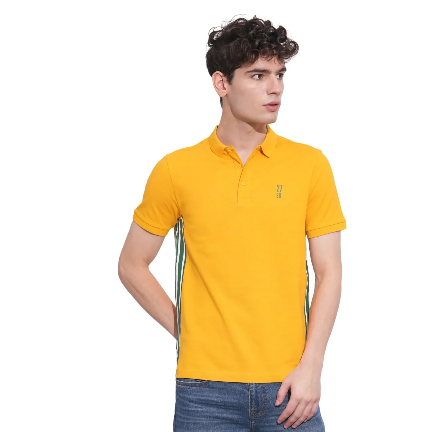 Mustard Regular Fit Men's Polo T-Shirt by Being Human Clothing