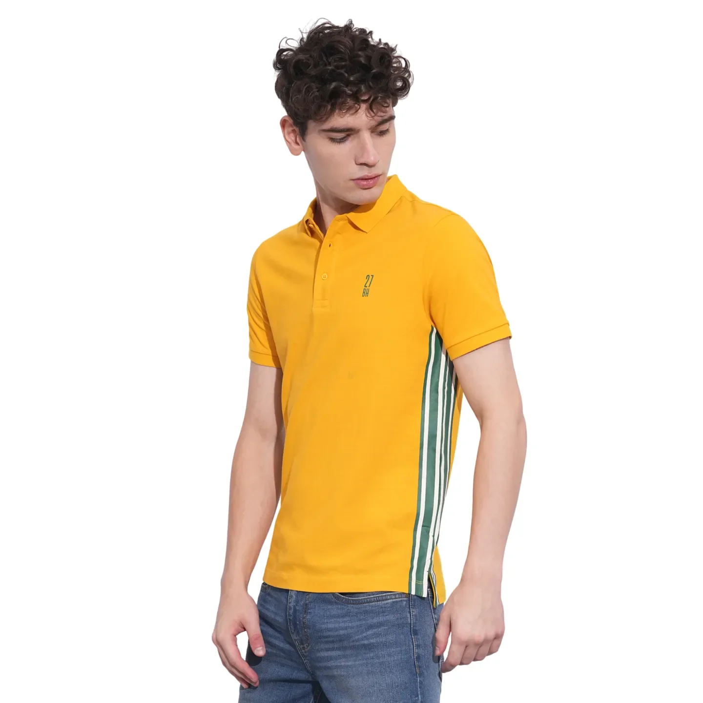 Mustard Regular Fit Men's Polo T-Shirt by Being Human Clothing - Image 2