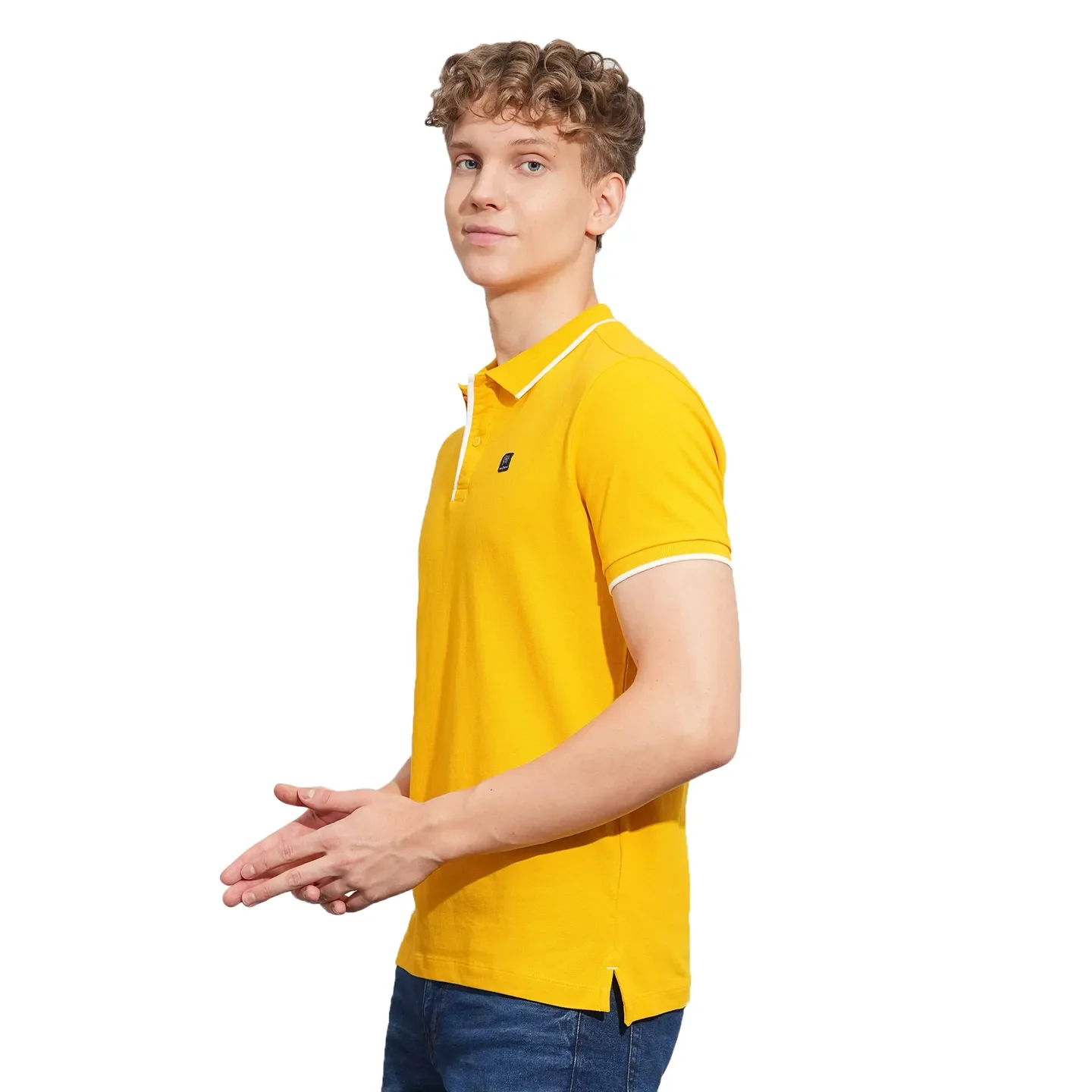 Mustard Regular Fit Men's Polo T-Shirt by Being Human Clothing - Image 2
