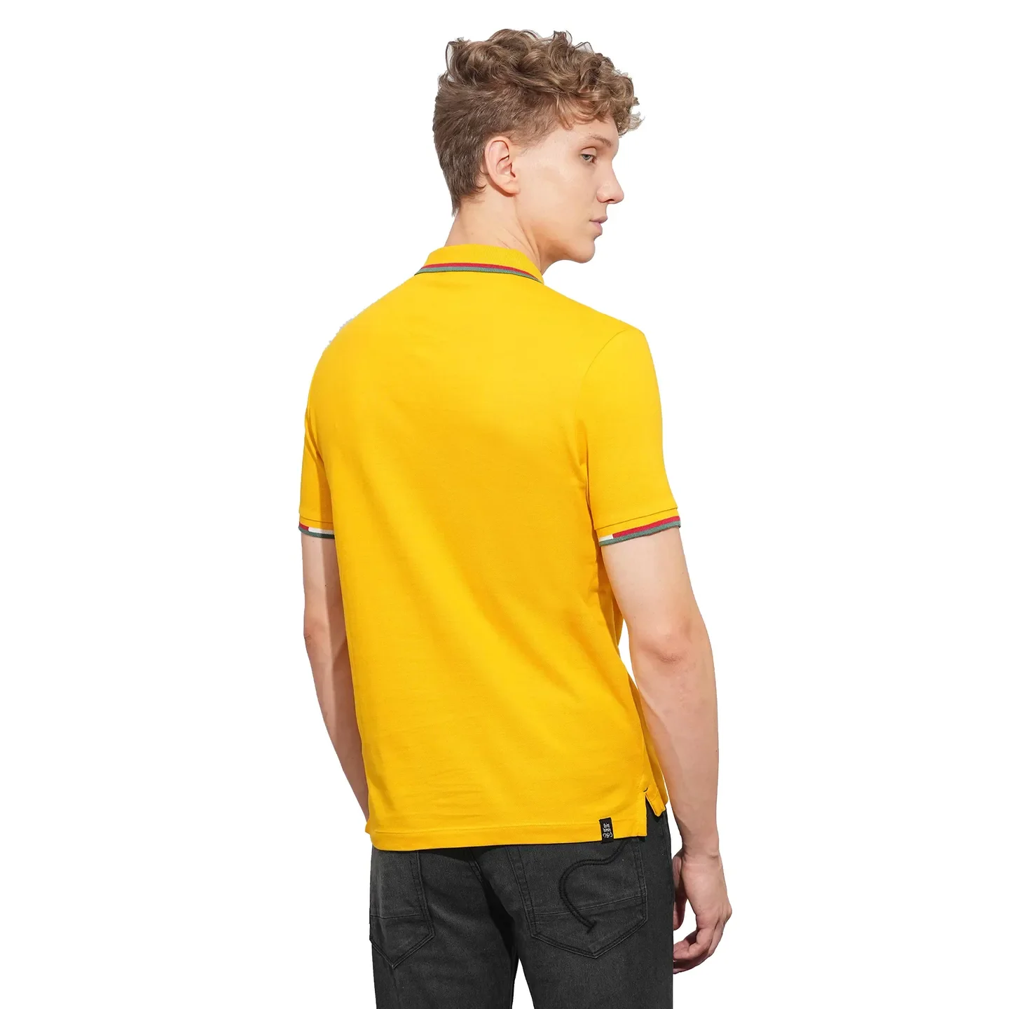 Mustard Regular Fit Men's Polo T-Shirt by Being Human Clothing - Image 3