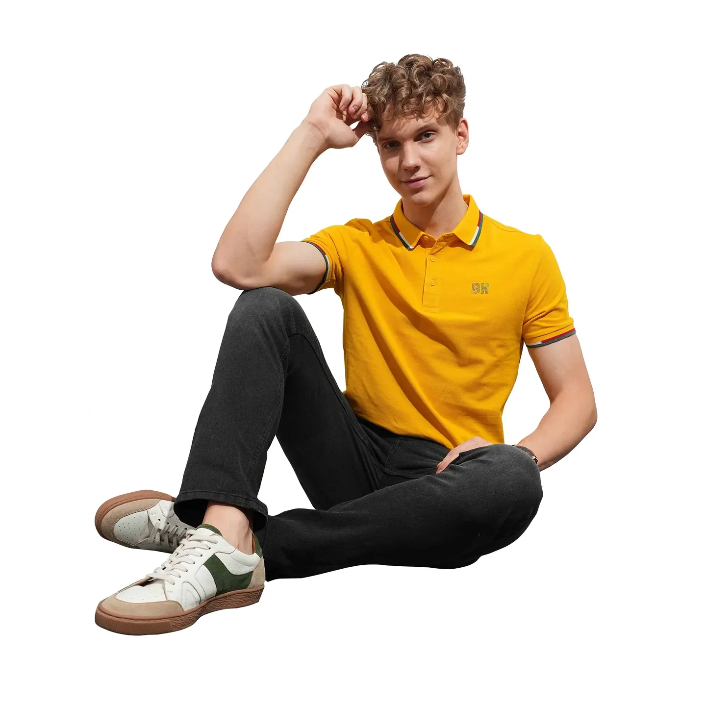 Mustard Regular Fit Men's Polo T-Shirt by Being Human Clothing - Image 4