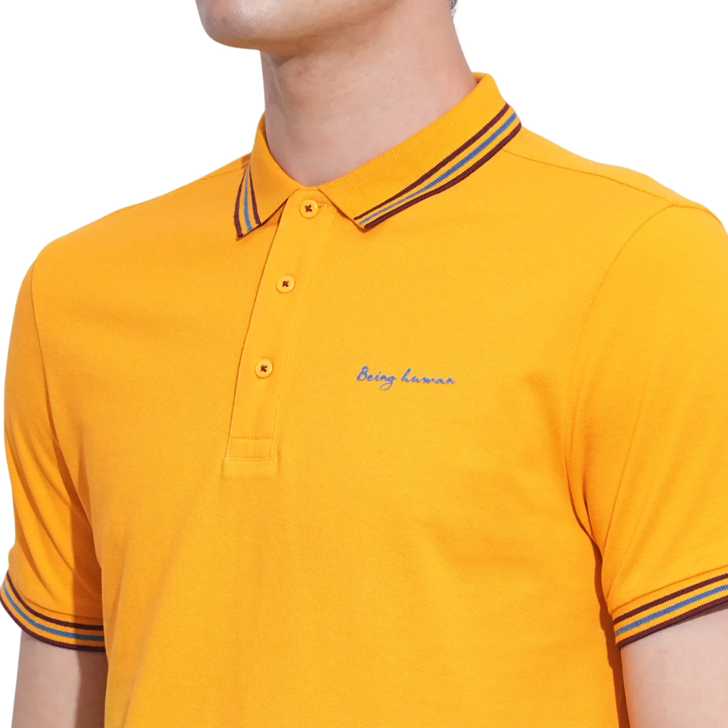 Mustard Regular Fit Men's Polo T-Shirt by Being Human Clothing - Image 5