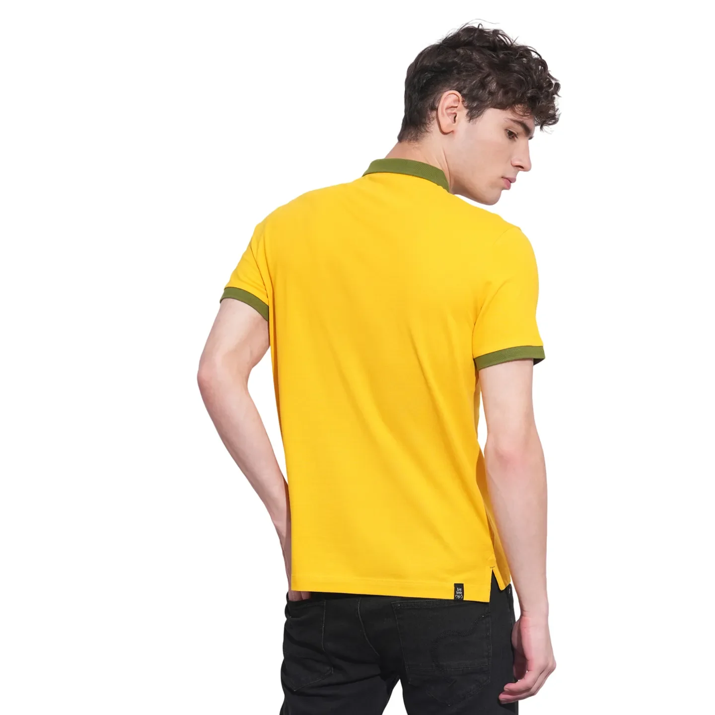 Mustard Regular Fit Men's Polo T-Shirt by Being Human Clothing - Image 3