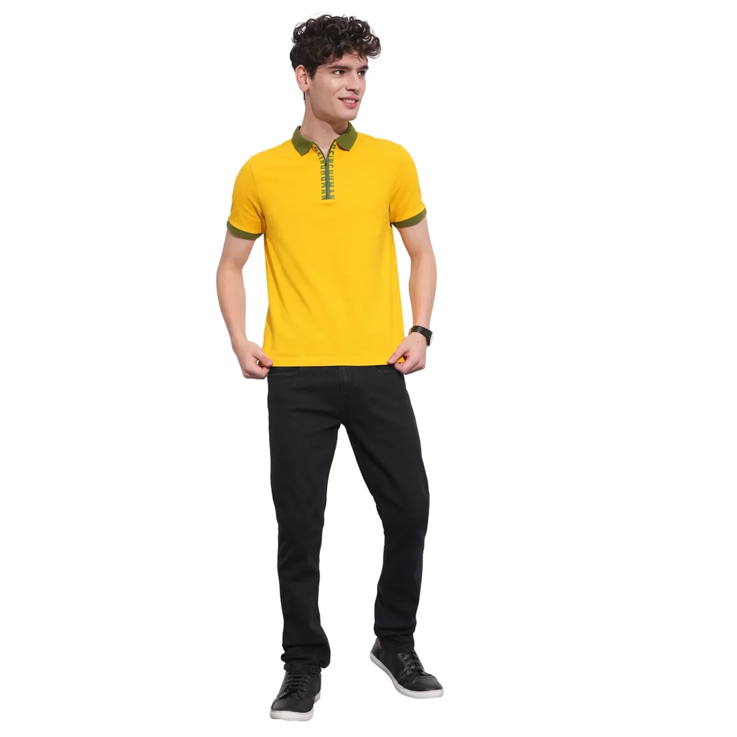 Mustard Regular Fit Men's Polo T-Shirt by Being Human Clothing - Image 4
