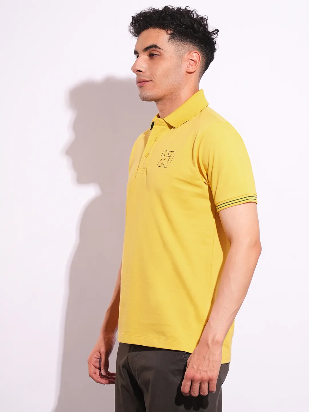 Yellow Regular Fit Men's Polo T-Shirt by Being Human Clothing - Image 2