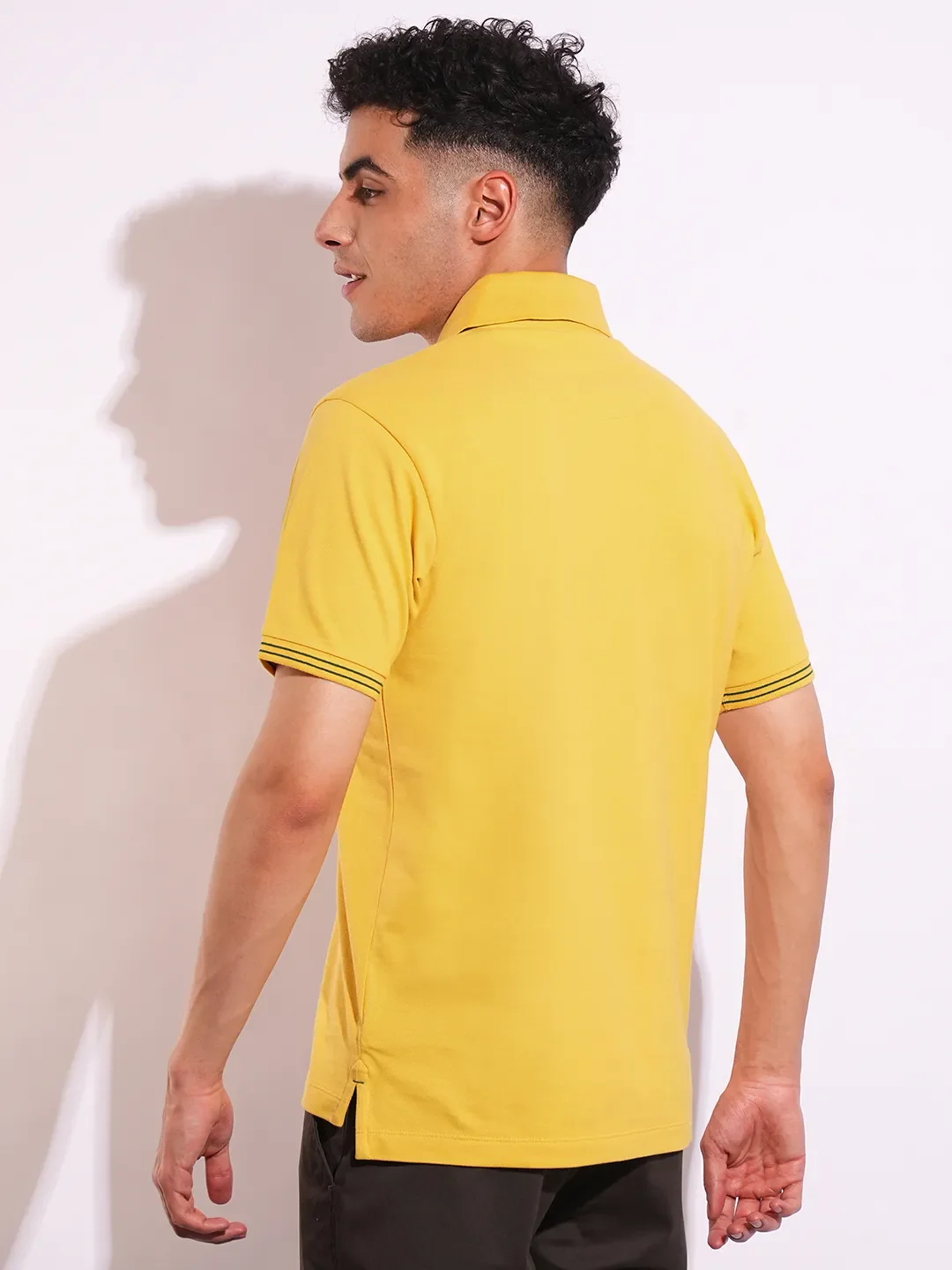 Yellow Regular Fit Men's Polo T-Shirt by Being Human Clothing - Image 3