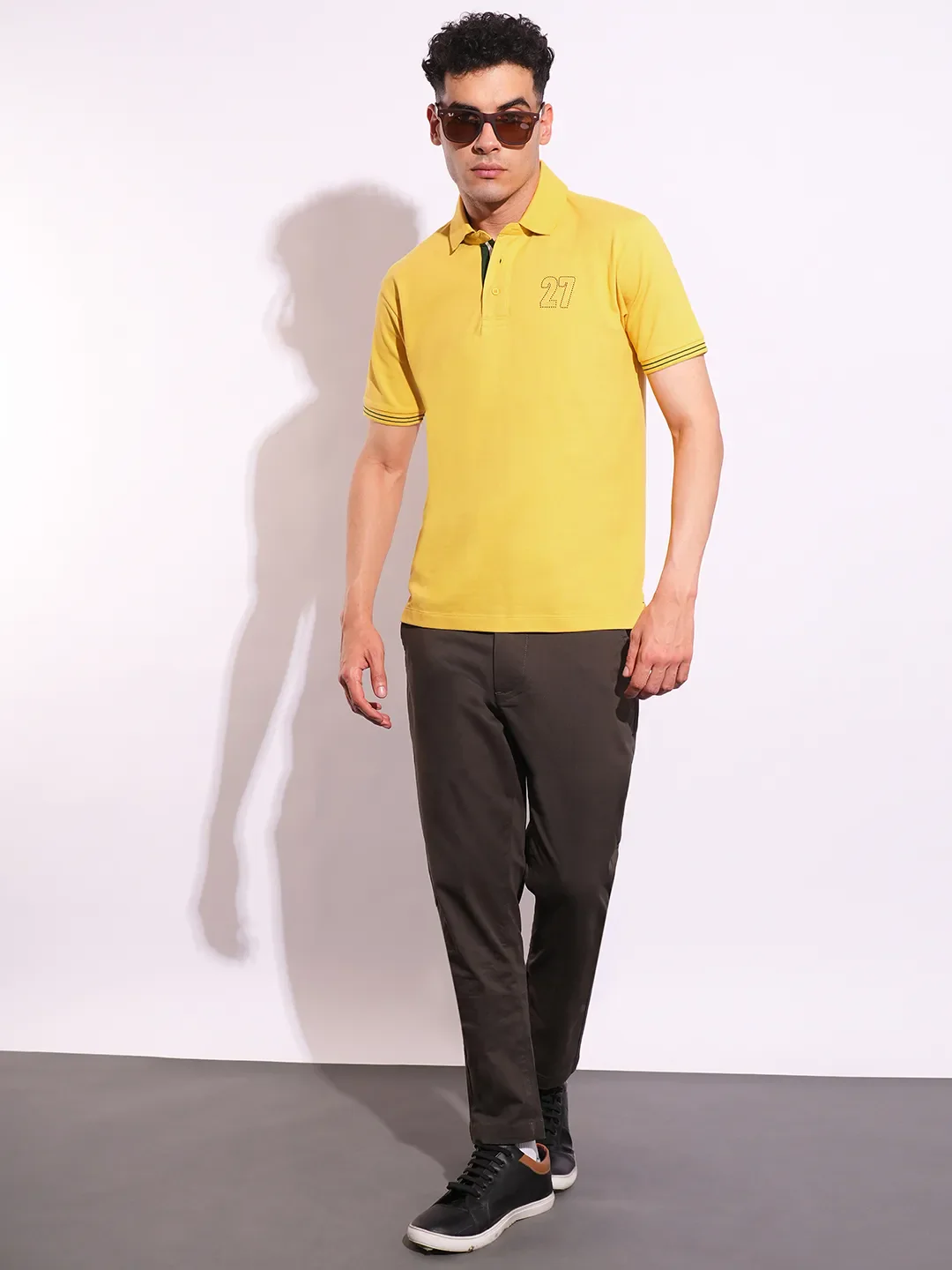 Yellow Regular Fit Men's Polo T-Shirt by Being Human Clothing - Image 4