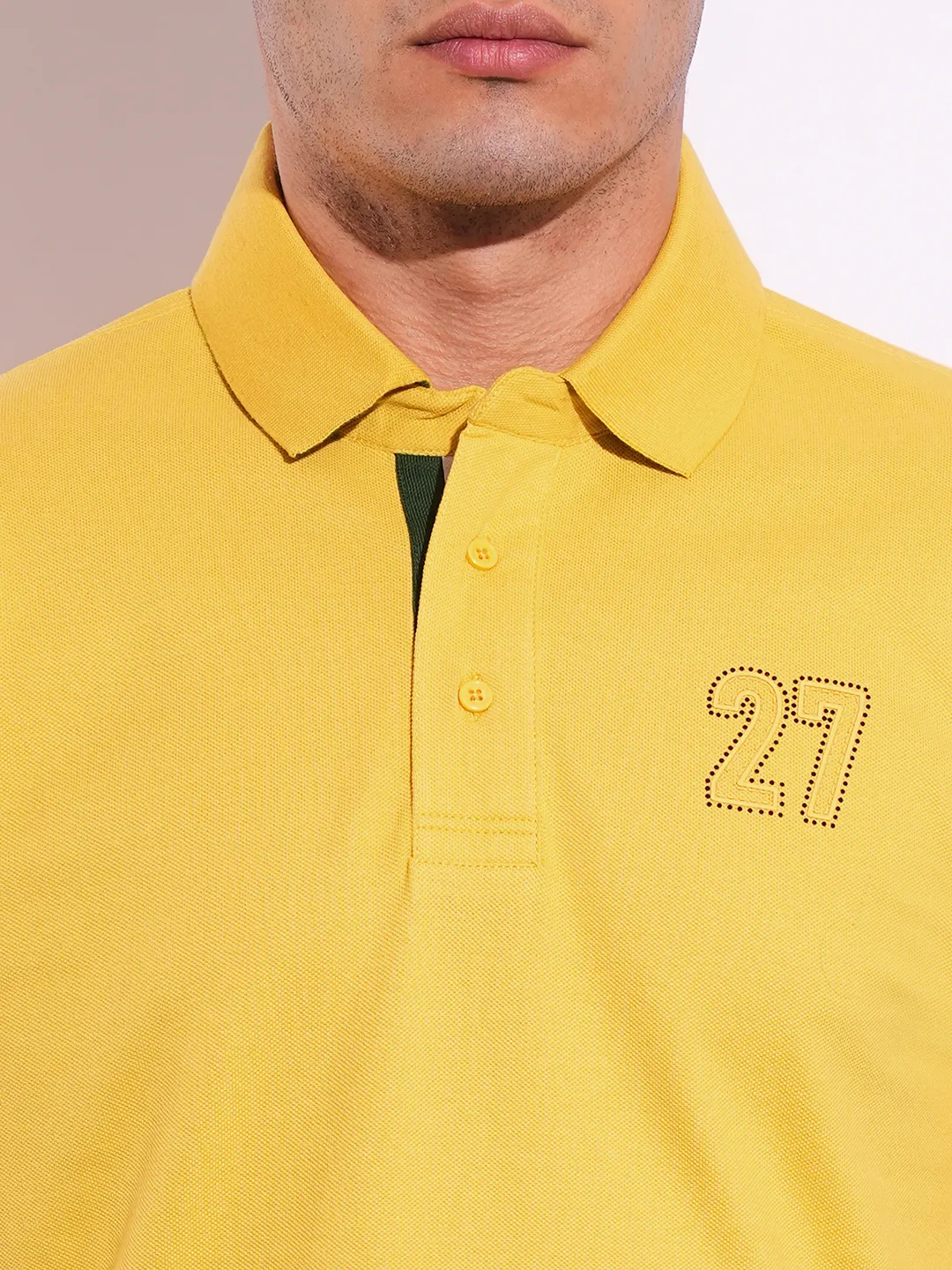 Yellow Regular Fit Men's Polo T-Shirt by Being Human Clothing - Image 5