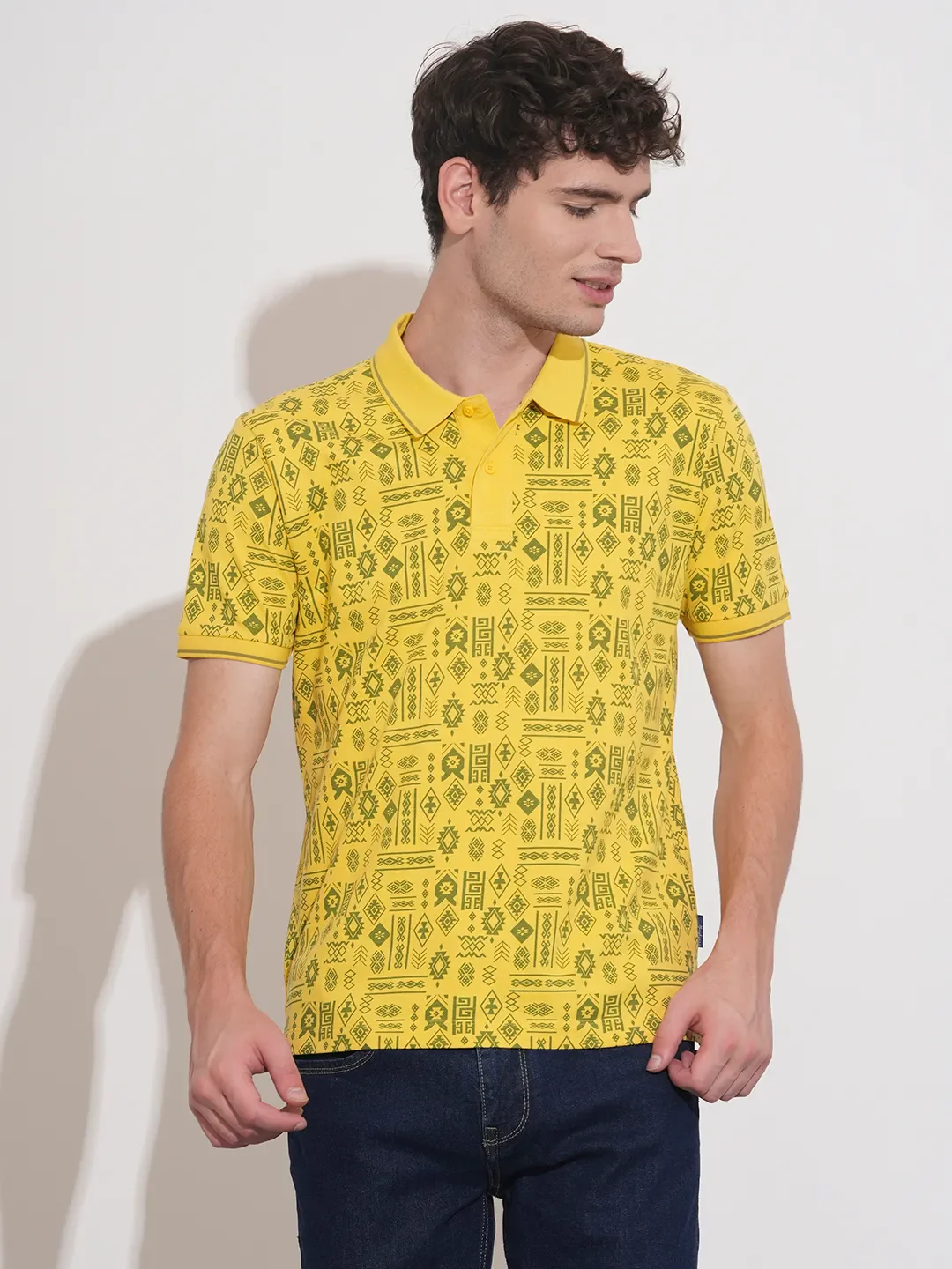 Yellow Regular Fit Men's Polo T-Shirt by Being Human Clothing
