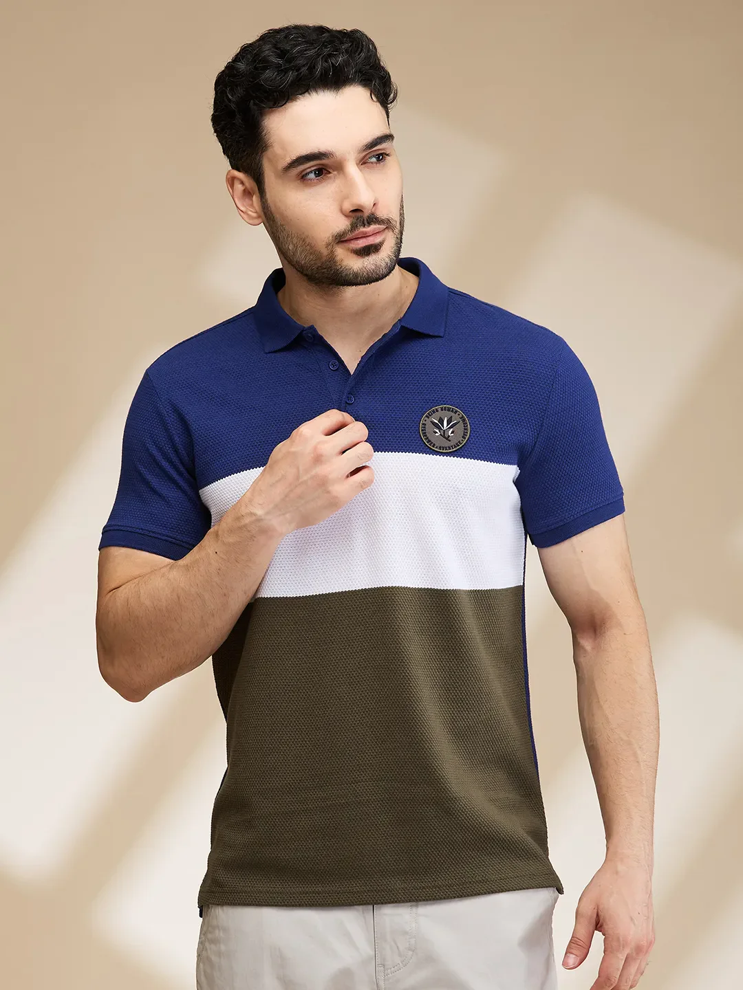 Dark Blue Regular Fit Men's Polo T-Shirt by Being Human Clothing