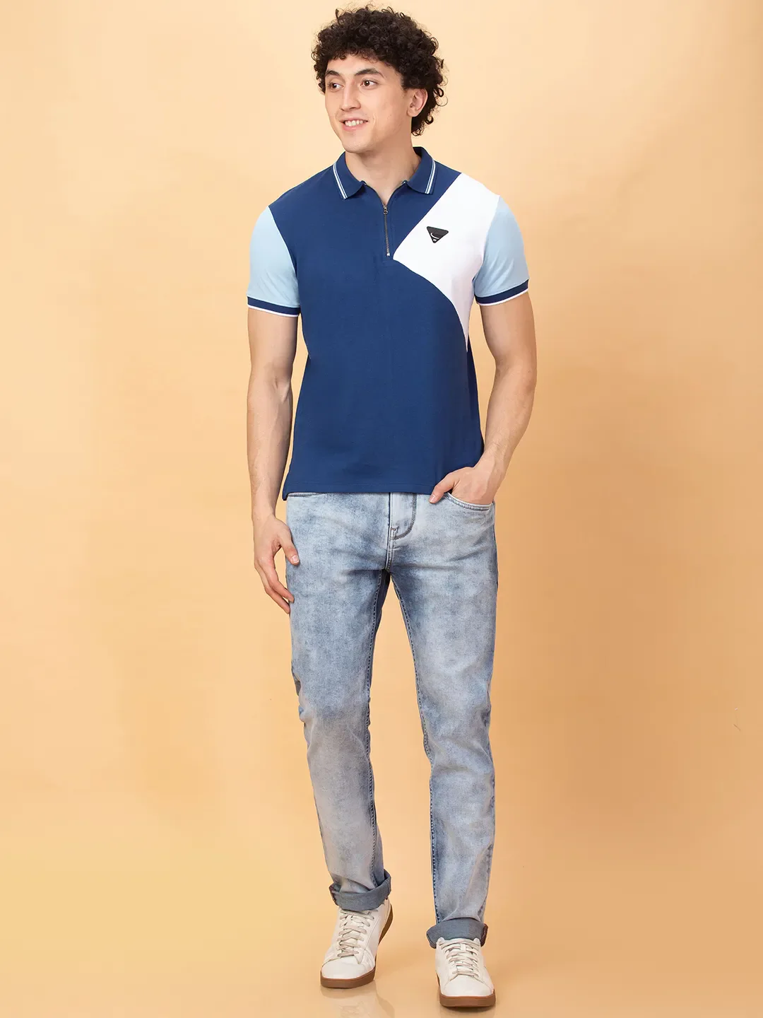 Navy Regular Fit Men's Polo T-shirt by Being Human Clothing - Image 2