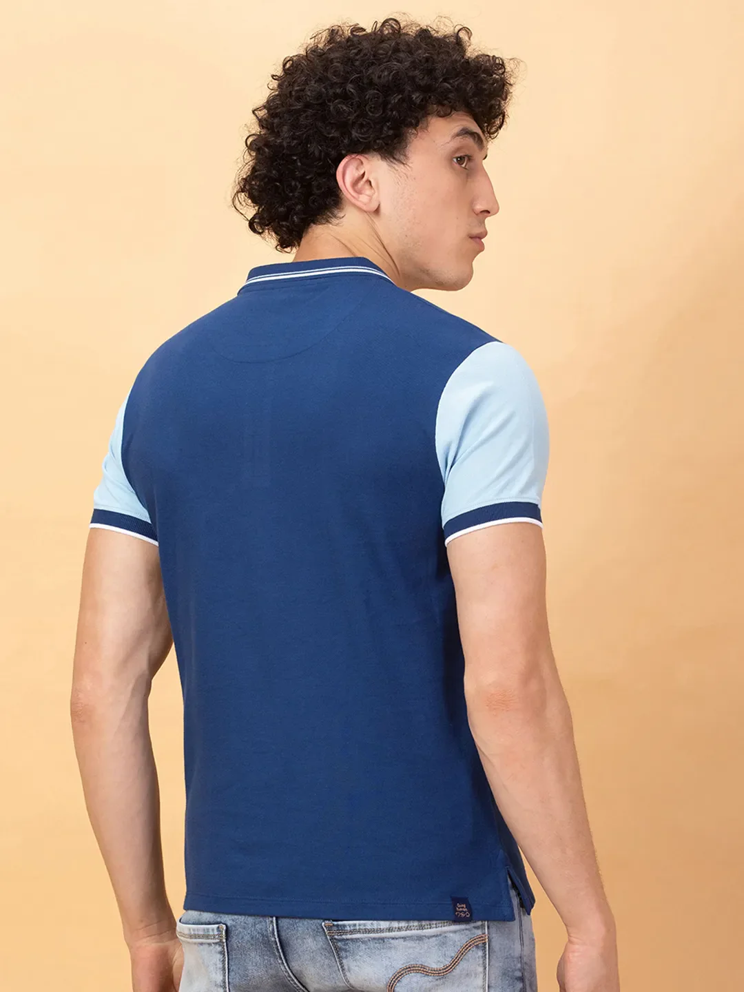 Navy Regular Fit Men's Polo T-shirt by Being Human Clothing - Image 3