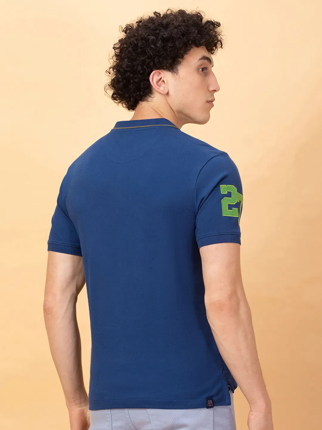 Navy Regular Fit Men's Polo T-shirt by Being Human Clothing - Image 3