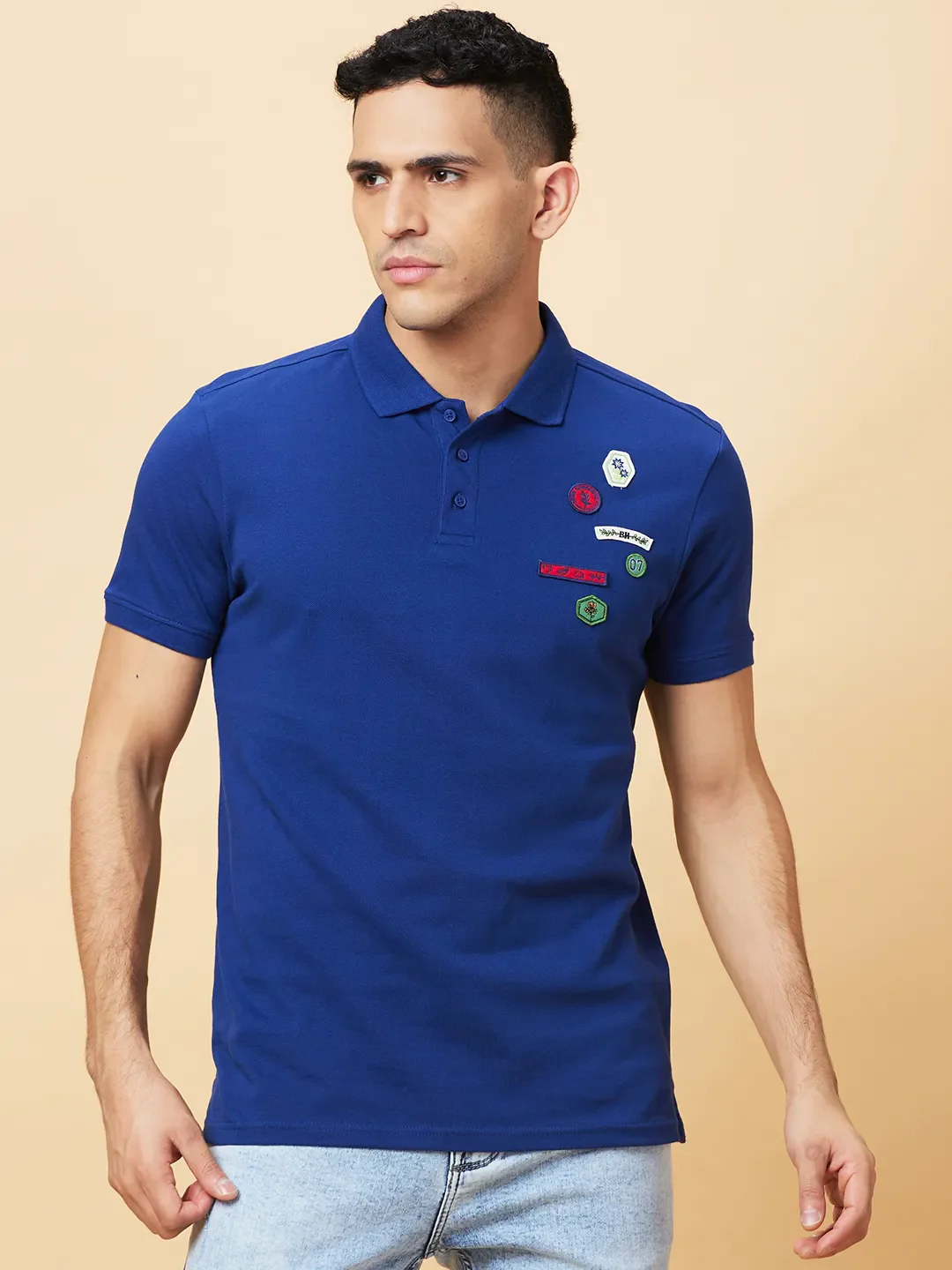 Navy Regular Fit Men's Polo T-shirt by Being Human Clothing