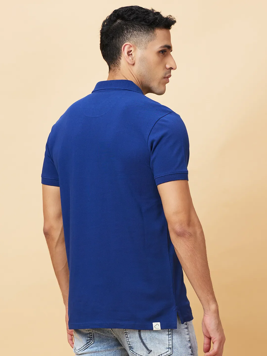 Navy Regular Fit Men's Polo T-shirt by Being Human Clothing - Image 3