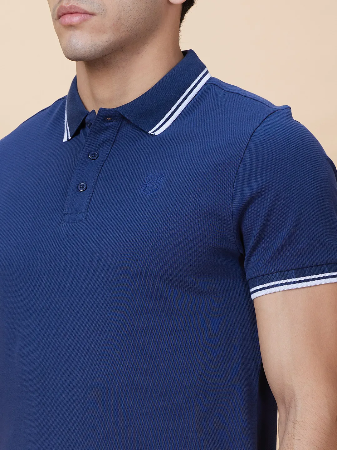 Navy Regular Fit Men's Polo T-shirt by Being Human Clothing - Image 5
