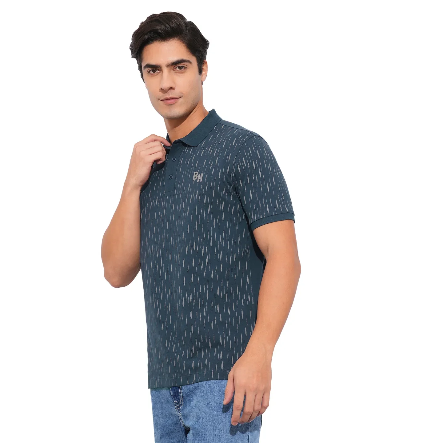 Navy Regular Fit Men's Polo T-Shirt by Being Human Clothing - Image 2