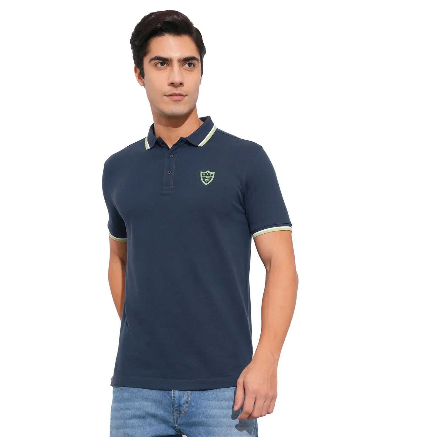 Navy Regular Fit Men's Polo T-Shirt by Being Human Clothing