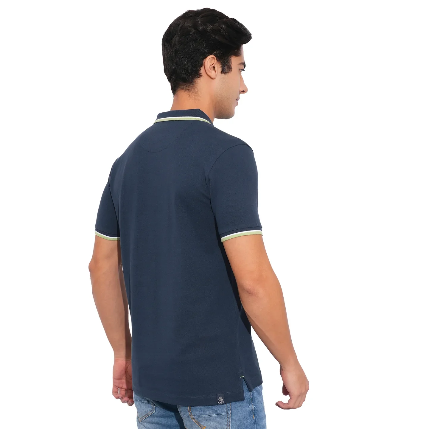 Navy Regular Fit Men's Polo T-Shirt by Being Human Clothing - Image 3