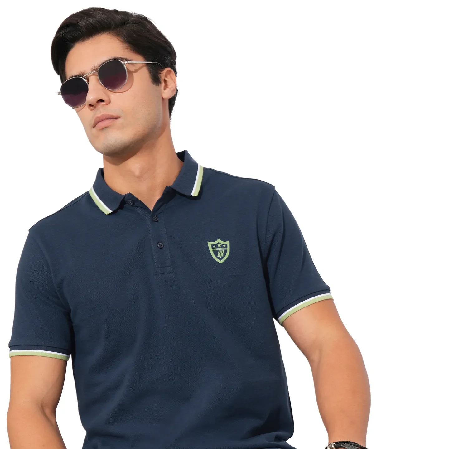 Navy Regular Fit Men's Polo T-Shirt by Being Human Clothing - Image 6