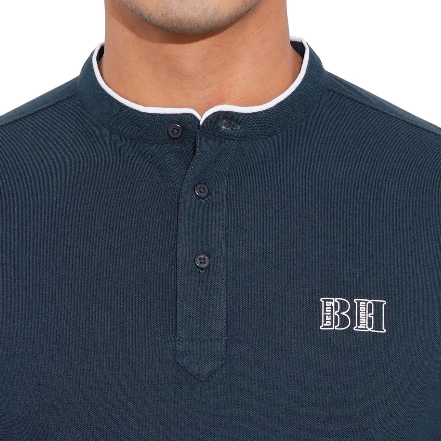 Navy Regular Fit Men's Polo T-Shirt by Being Human Clothing - Image 5