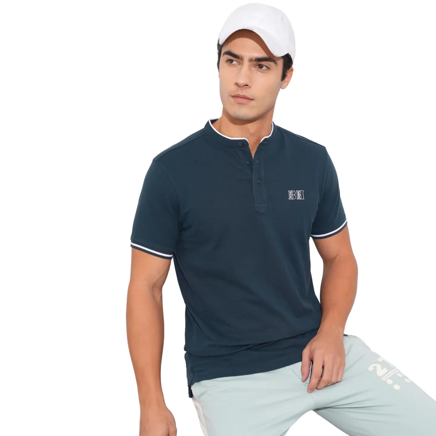 Navy Regular Fit Men's Polo T-Shirt by Being Human Clothing - Image 6