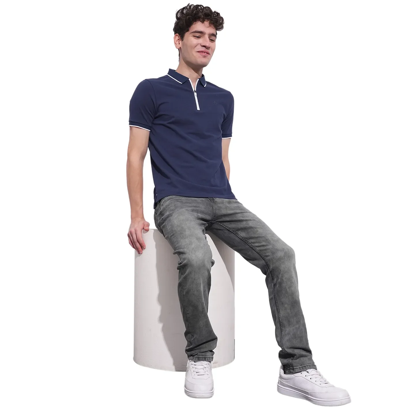 Navy Regular Fit Men's Polo T-Shirt by Being Human Clothing - Image 4