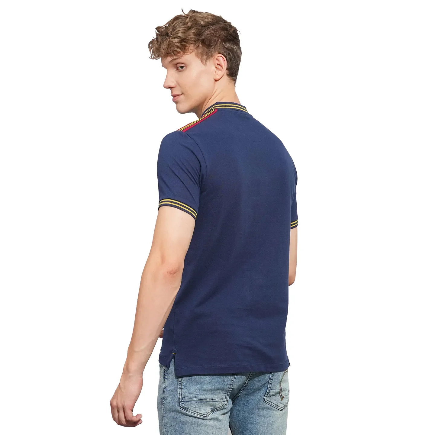 Navy Regular Fit Men's Polo T-Shirt by Being Human Clothing - Image 3
