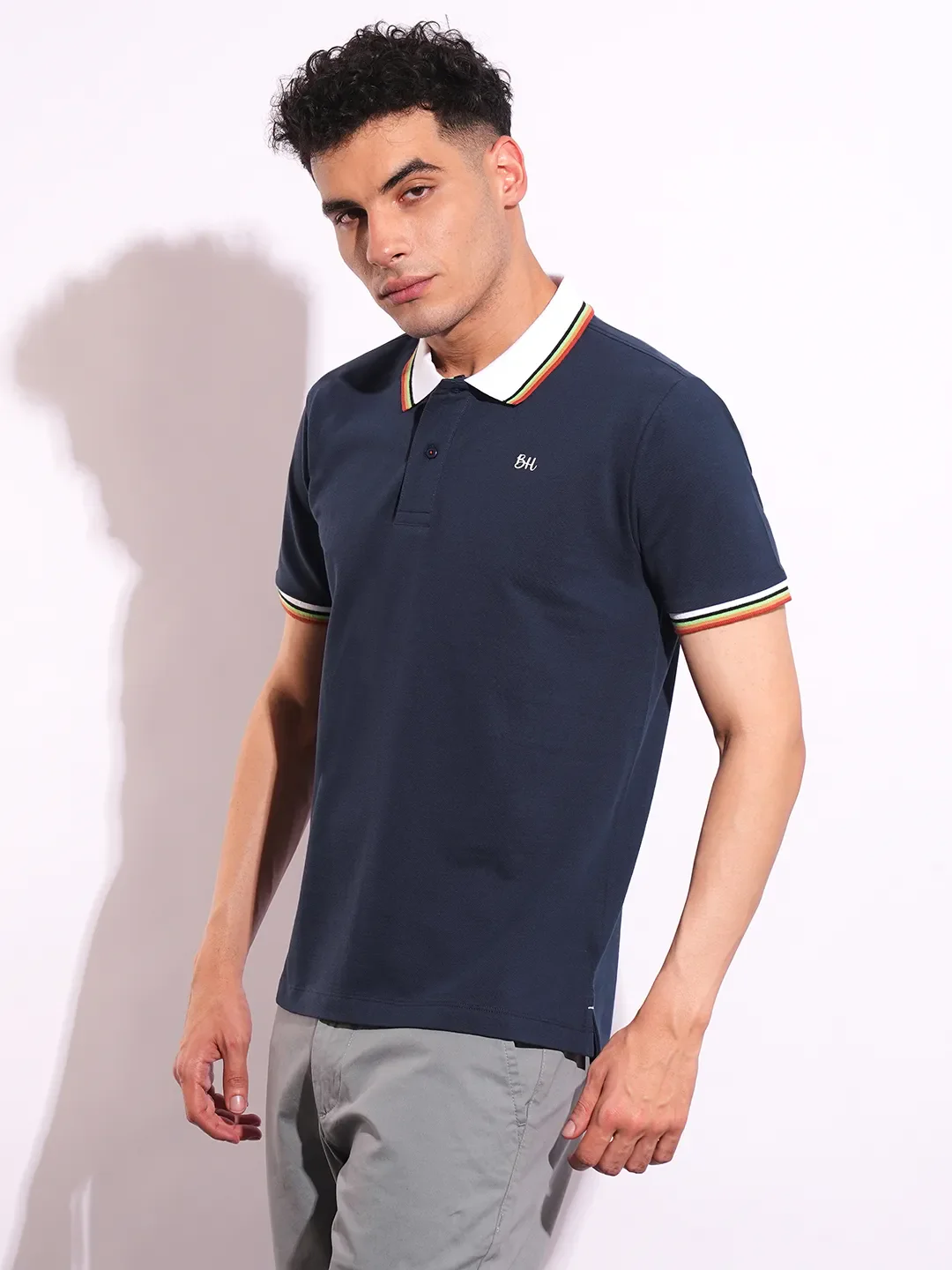 Navy Regular Fit Men's Polo T-Shirt by Being Human Clothing - Image 2