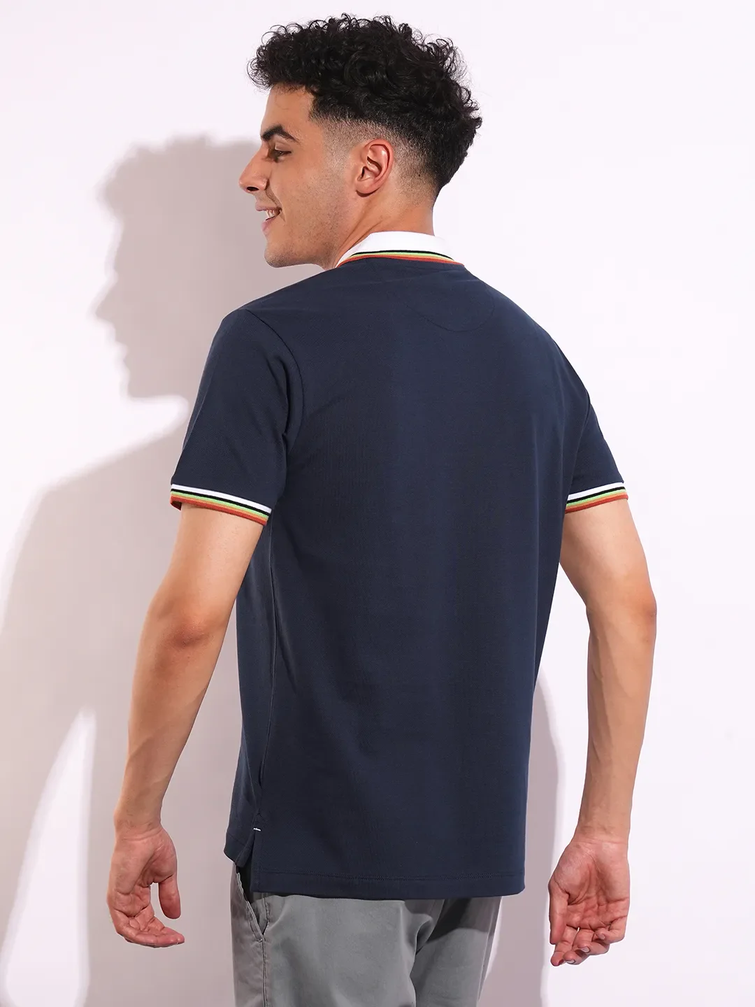 Navy Regular Fit Men's Polo T-Shirt by Being Human Clothing - Image 3