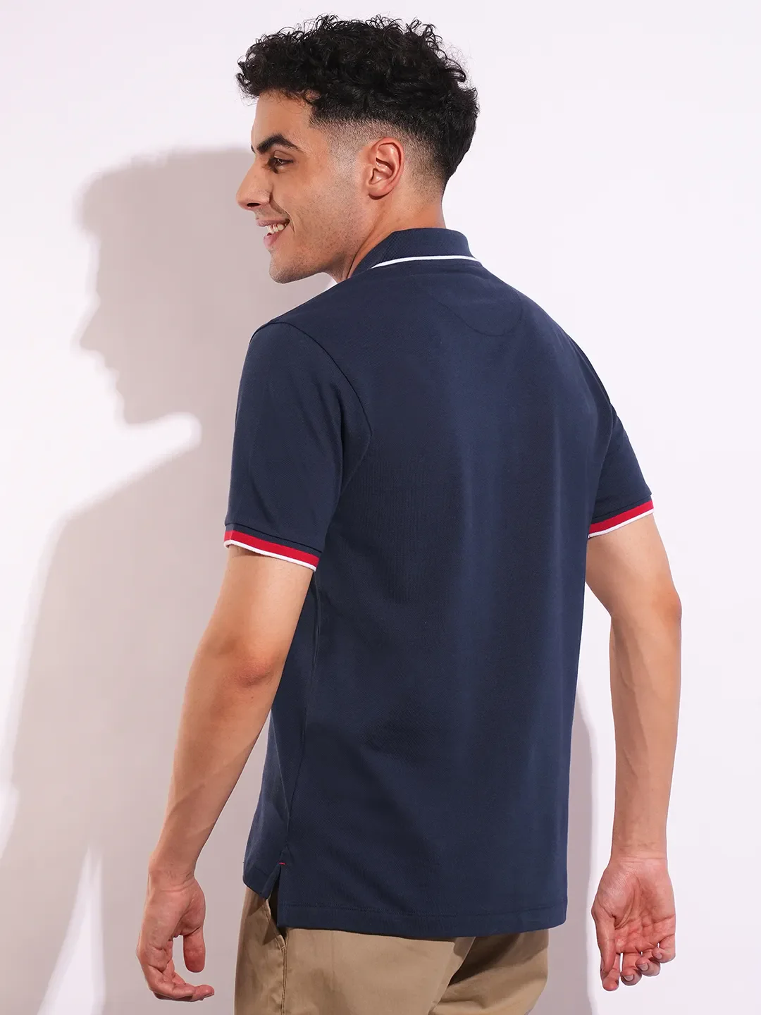 Navy Regular Fit Men's Polo T-Shirt by Being Human Clothing - Image 3