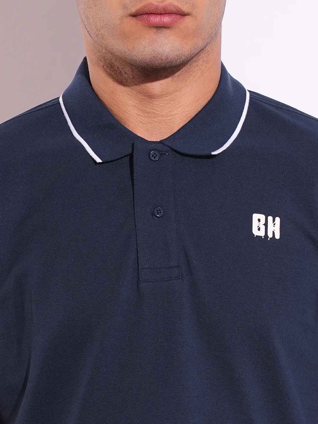 Navy Regular Fit Men's Polo T-Shirt by Being Human Clothing - Image 5