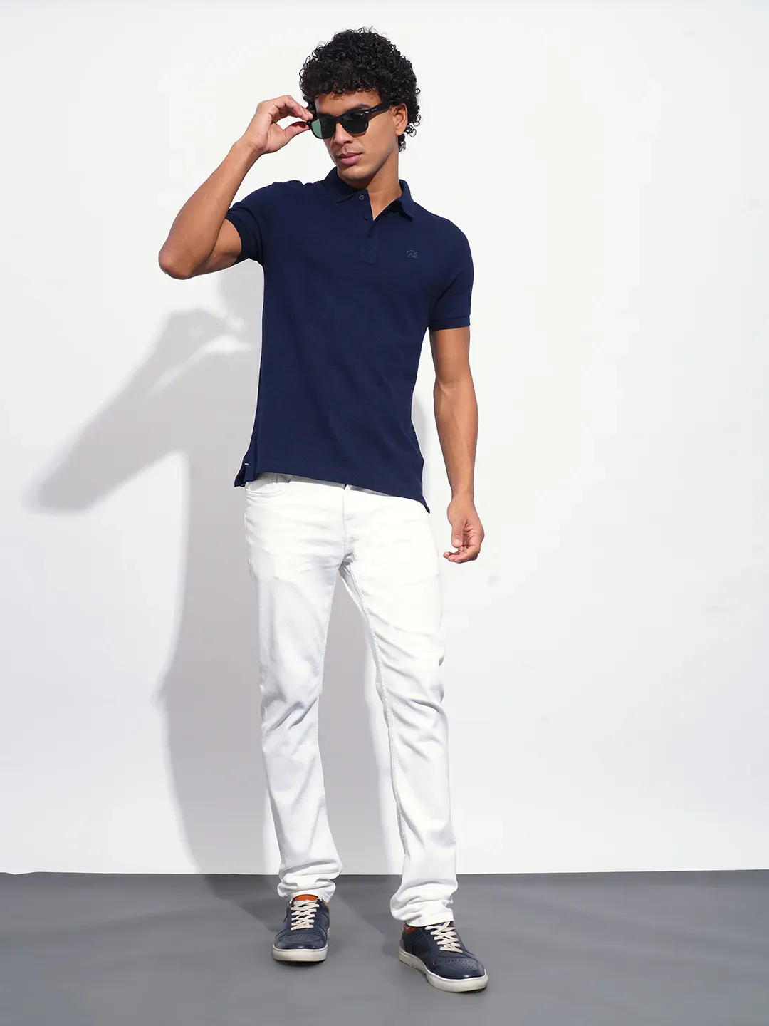 Navy Regular Fit Men's Polo T-Shirt by Being Human Clothing - Image 4