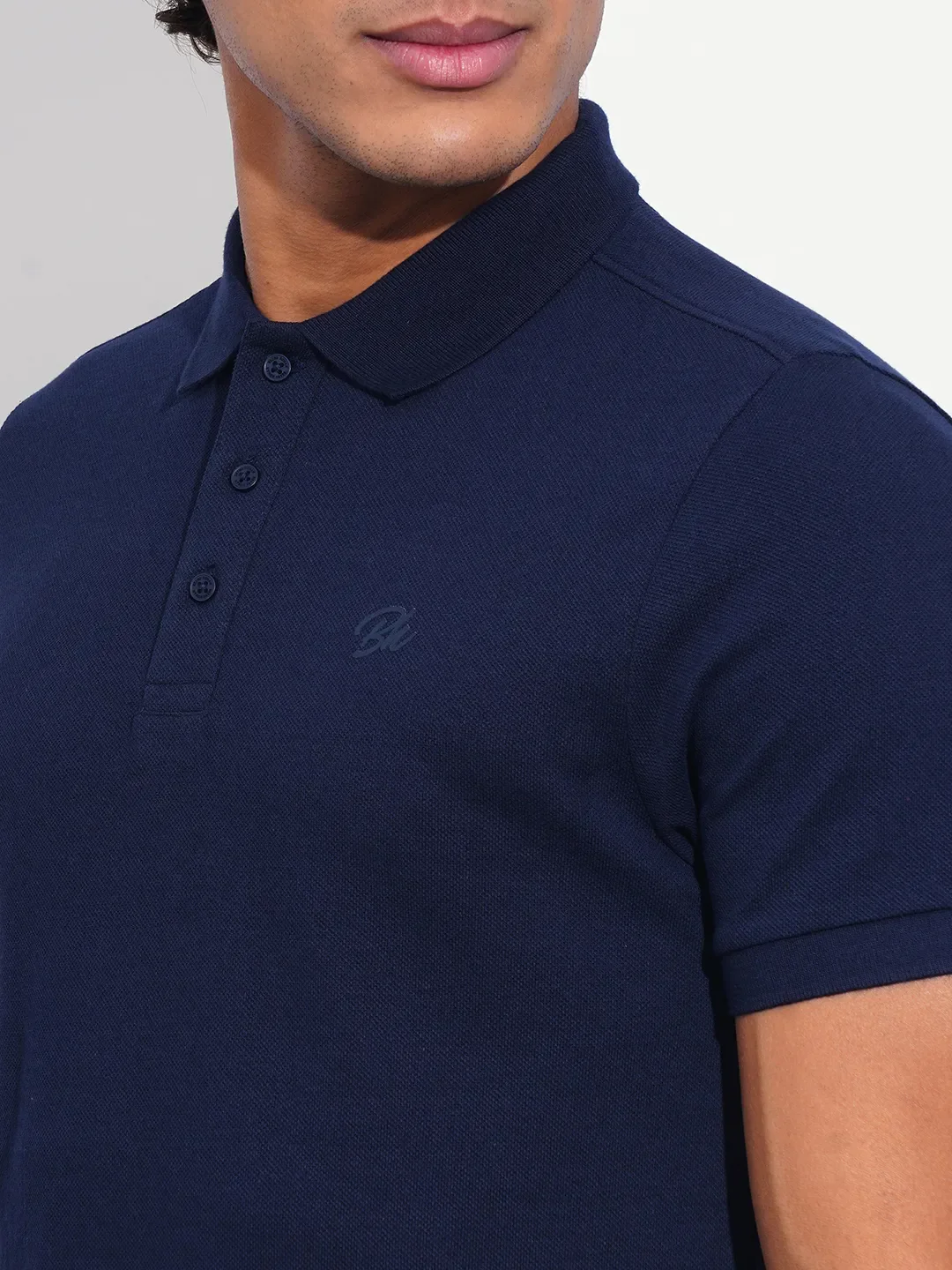 Navy Regular Fit Men's Polo T-Shirt by Being Human Clothing - Image 5