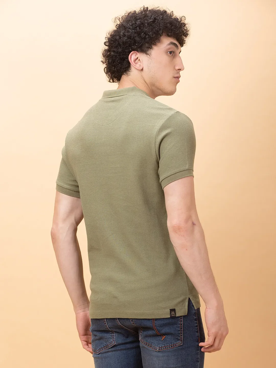 Dark Green Regular Fit Men's Polo T-Shirt by Being Human Clothing - Image 3