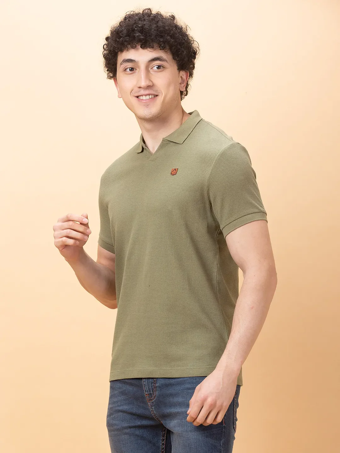 Dark Green Regular Fit Men's Polo T-Shirt by Being Human Clothing - Image 4