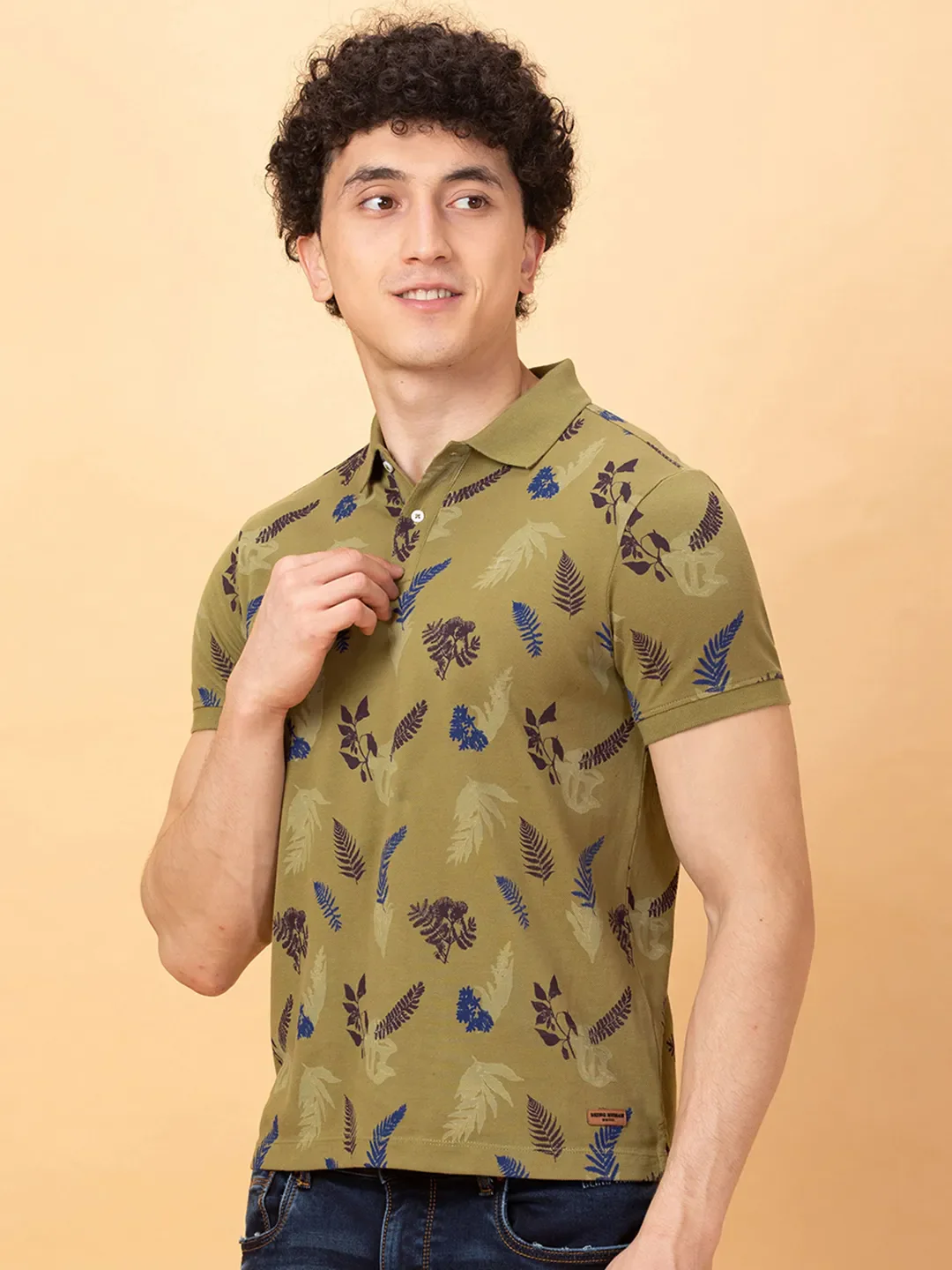 Olive Regular Fit Men's Polo T-shirt by Being Human Clothing - Image 4