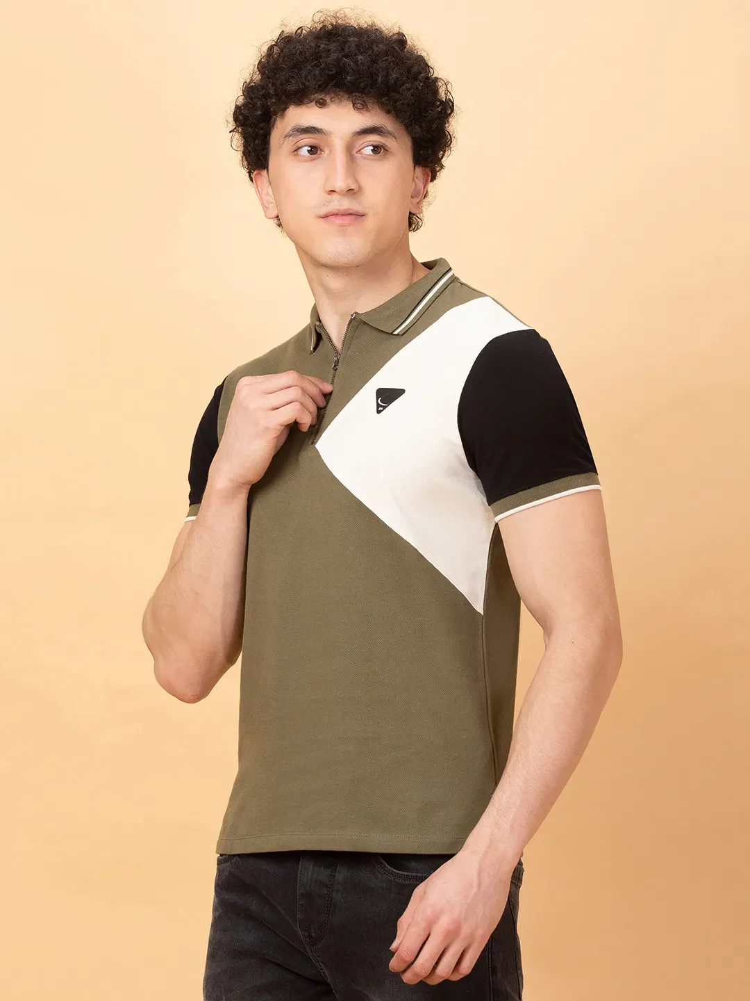 Dark Green Regular Fit Men's Polo T-Shirt by Being Human Clothing - Image 4