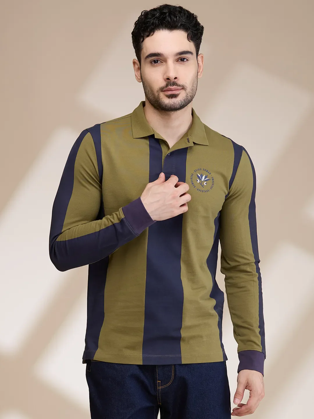 Olive Regular Fit Men's Polo T-Shirt by Being Human Clothing