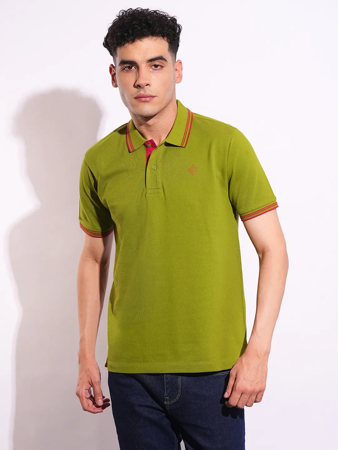 Green Regular Fit Men's Polo T-Shirt by Being Human Clothing