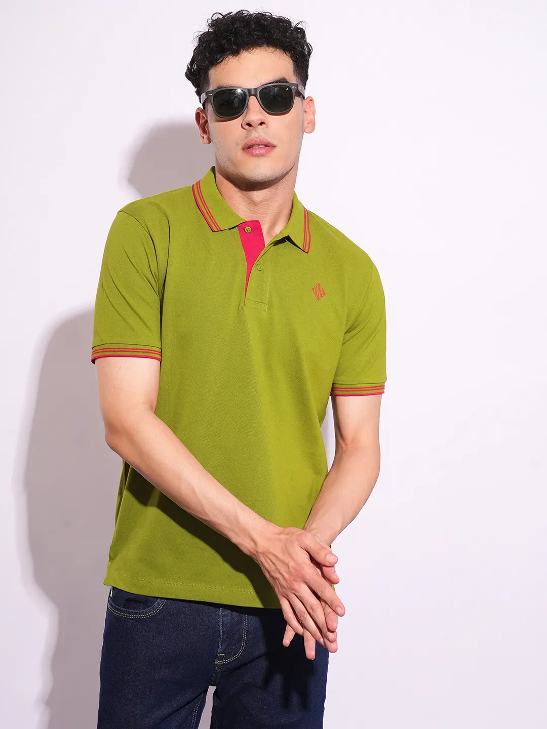 Green Regular Fit Men's Polo T-Shirt by Being Human Clothing - Image 6
