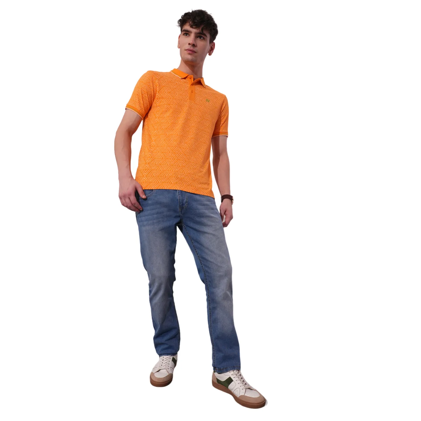 Orange Regular Fit Men's Polo T-Shirt by Being Human Clothing - Image 4