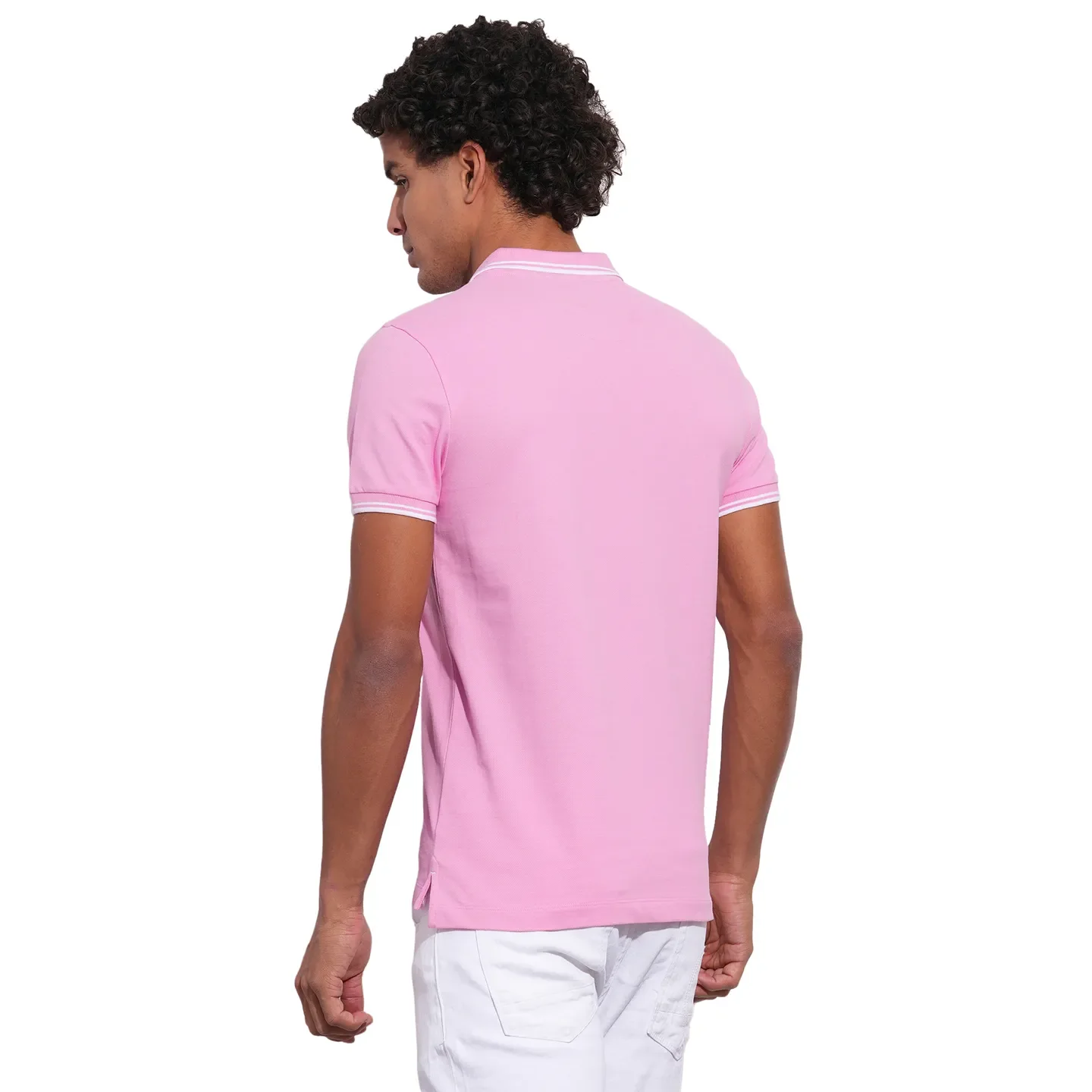 Pink Regular Fit Men's Polo T-Shirt by Being Human Clothing - Image 3